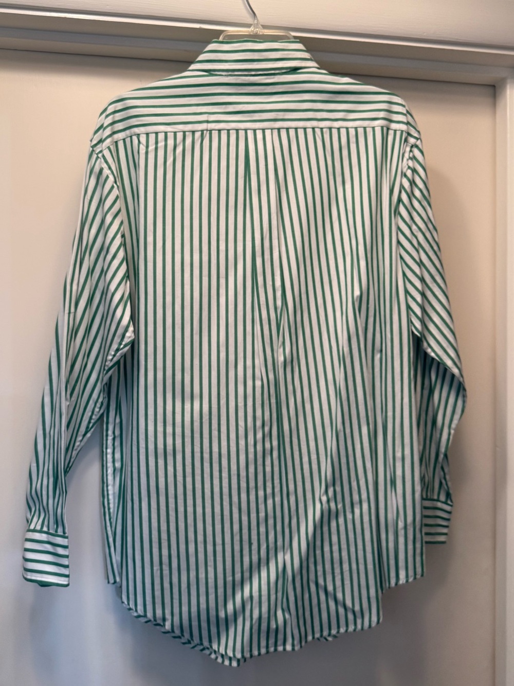 Women’s Ralph Lauren Green and White Vertical Stripe Dress Shirt - Picture 5 of 5